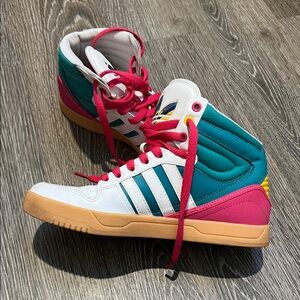Adidas Teal, Pink, and White Sneakers